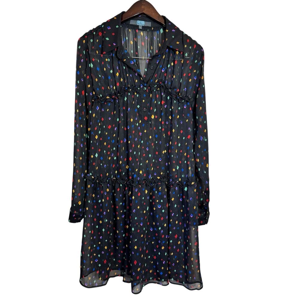 Eva Franco Augustina Yester Chiffon Confetti Dress Sheer Size 6 Small Tunic Mini